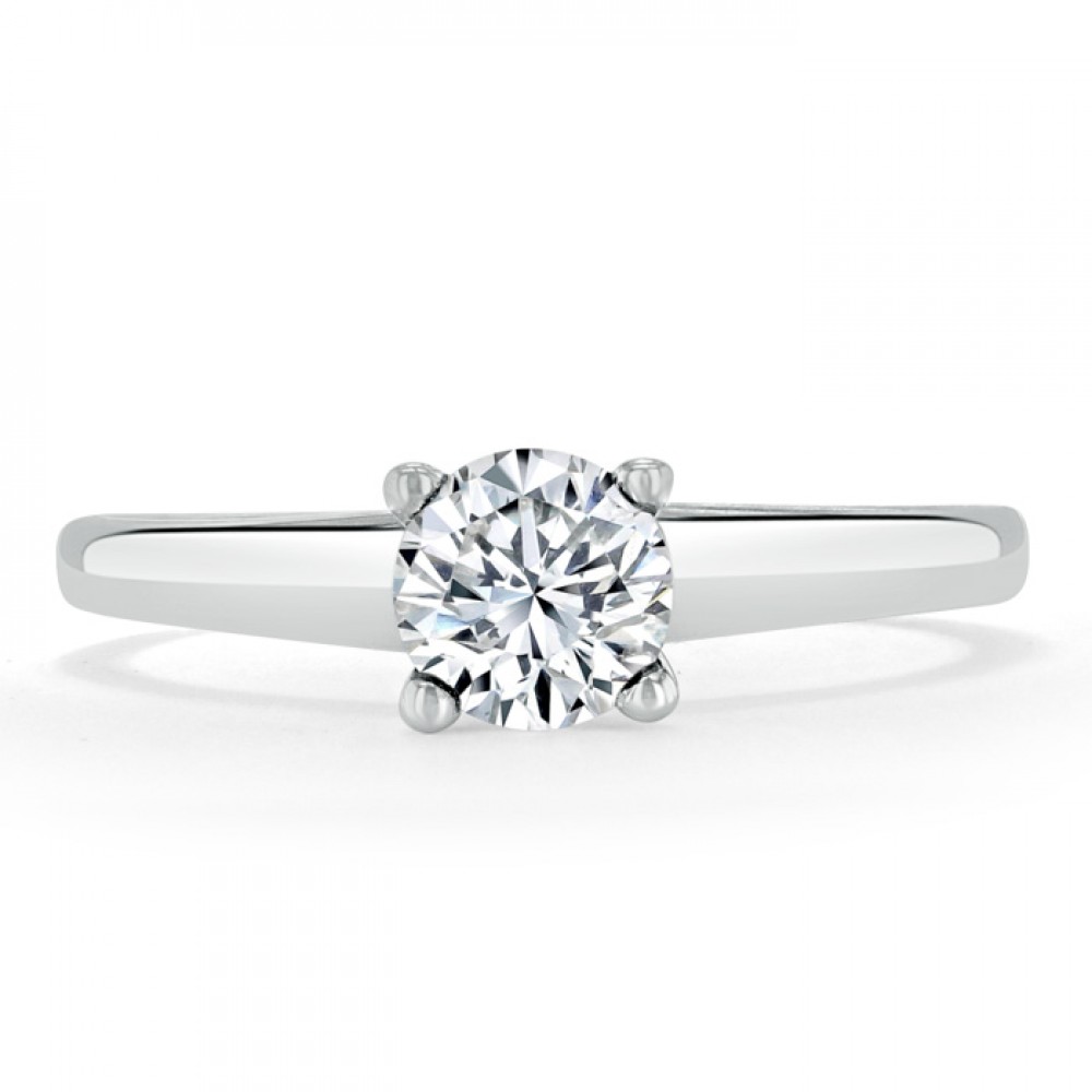 Ring with Round Diamond 0,55 ct in White Gold - фото