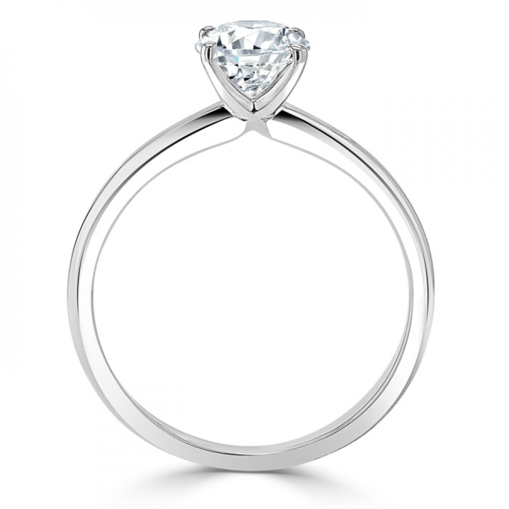 Ring with Round Diamond 0,55 ct in White Gold - фото