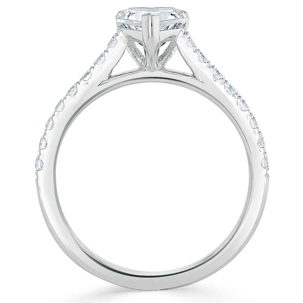 Каблучка для Заручин з Діамантом огранювання «Серце» 0,50 ct в Білому Золоті 750 проби - фото