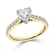 Кольцо для Помолвки с Бриллиантом огранки «Сердце» 0,71 ct и россыпью 0,56 ct