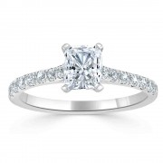 Кольцо для Помолвки из Белого Золота с Бриллиантом «Радиант» 0,55 ct и инкрустацией 0,98 ct