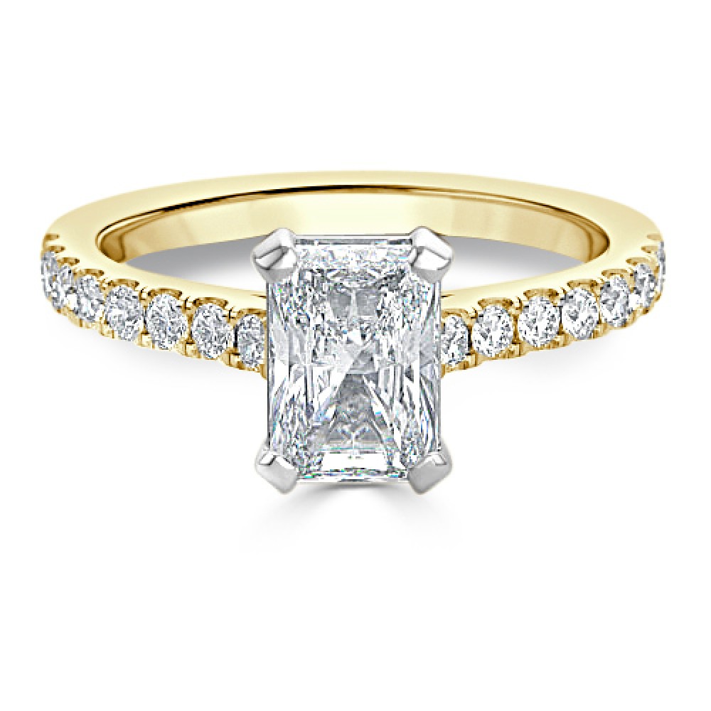 Ring with 0,71 ct "Radiant" Diamond and 0,56 ct ScatteRing in 750 Yellow Gold - фото