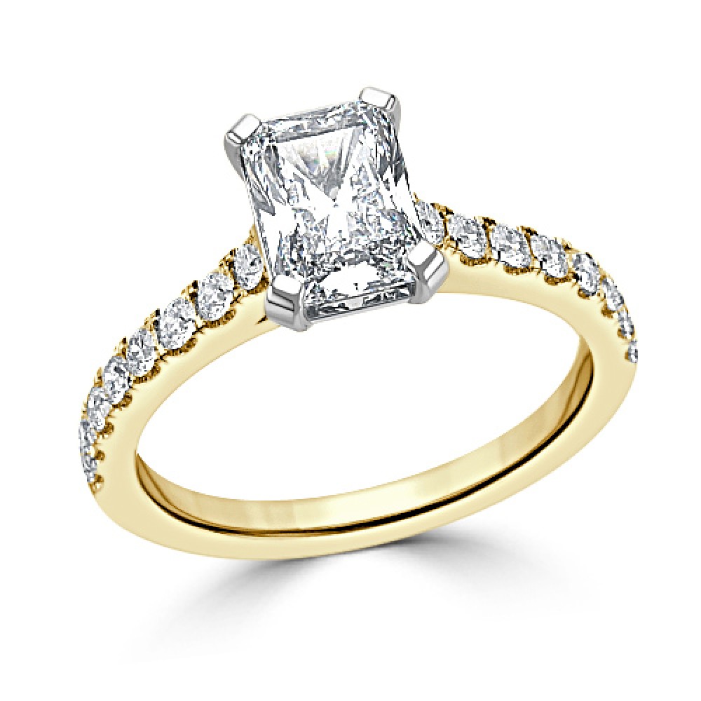 Ring with 0,71 ct "Radiant" Diamond and 0,56 ct ScatteRing in 750 Yellow Gold - фото