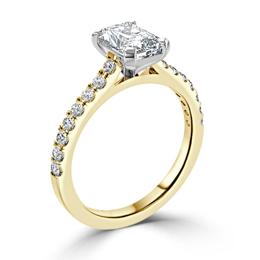 Ring with 0,71 ct "Radiant" Diamond and 0,56 ct ScatteRing in 750 Yellow Gold - фото