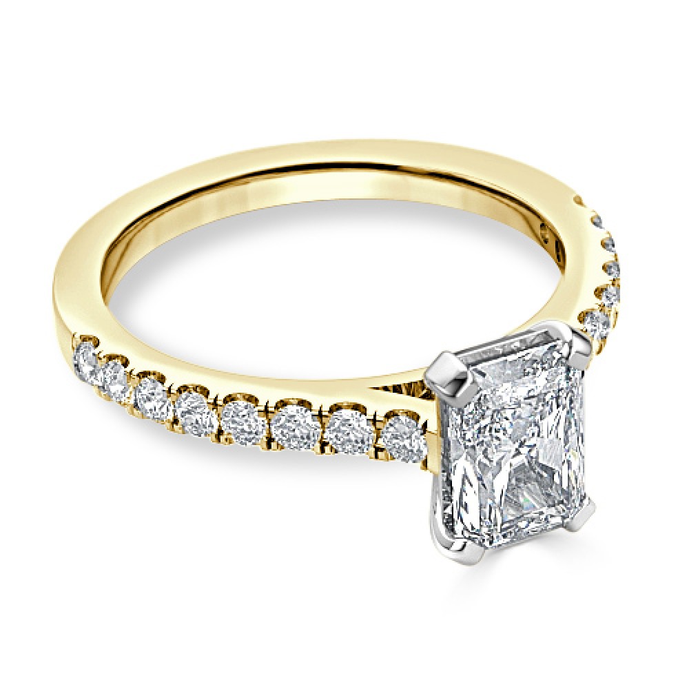 Ring with 0,71 ct "Radiant" Diamond and 0,56 ct ScatteRing in 750 Yellow Gold - фото