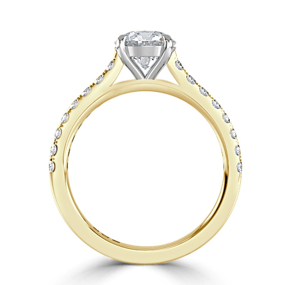 Ring with 0,71 ct "Radiant" Diamond and 0,56 ct ScatteRing in 750 Yellow Gold - фото