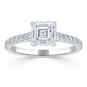 Колечко для Помолвки с Бриллиантом огранки «Ашер» 0,62 ct и россыпью 0,56 ct