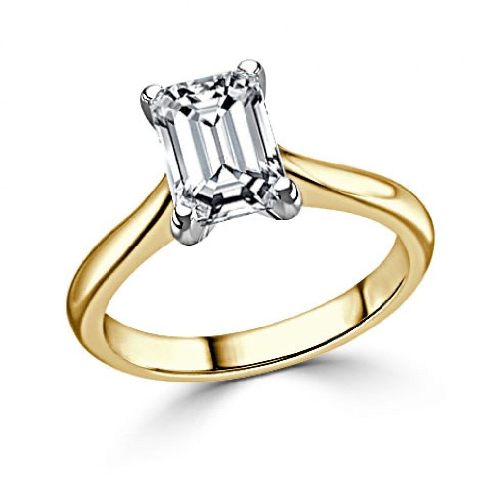 Кольцо для Помолвки с Бриллиантом «Эмеральд» 0,70 ct в Желтом Золоте 750 пробы - фото