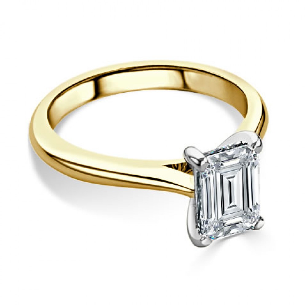 Кольцо для Помолвки с Бриллиантом «Эмеральд» 0,70 ct в Желтом Золоте 750 пробы - фото