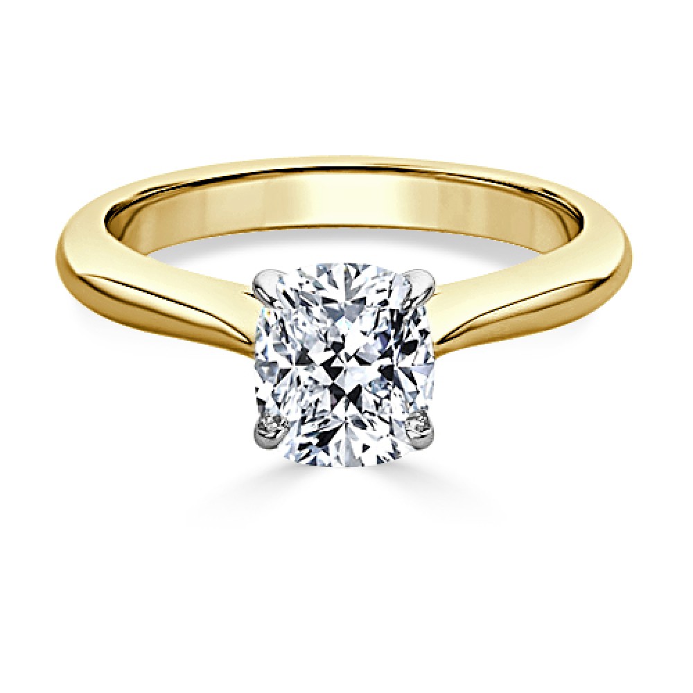 Кольцо с Бриллиантом огранки «Кушон» 0,51 ct из Желтого Золота 750 пробы - фото