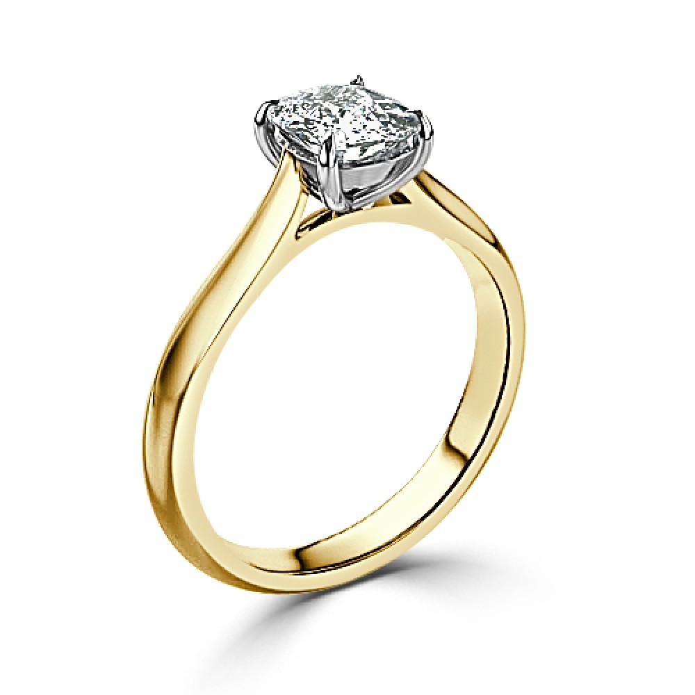 Кольцо с Бриллиантом огранки «Кушон» 0,51 ct из Желтого Золота 750 пробы - фото