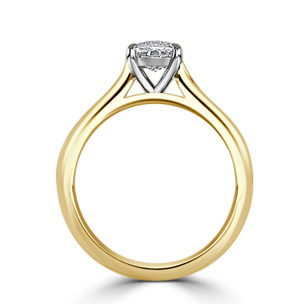 Кольцо с Бриллиантом огранки «Кушон» 0,51 ct из Желтого Золота 750 пробы - фото