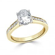 Кольцо для Помолвки из Желтого Золота с Бриллиантом огранки «Овал» 0,58 ct и инкрустацией 0,56 ct