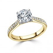 Кольцо для Помолвки с Бриллиантом 0,50 ct и россыпью 0,31 ct в Желтом Золоте