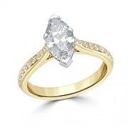 Кольцо для Помолвки с Бриллиантом огранки «Маркиз» 0,45 ct и россыпью 0,38 ct