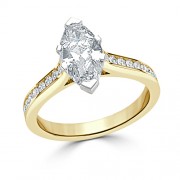 Кольцо для Помолвки с Бриллиантом огранки «Маркиз» 0,55 ct и россыпью 0,50 ct