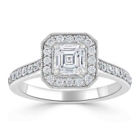 Кольцо с Центральным Бриллиантом огранки «Ашер» 0,53 ct в Белом Золоте