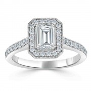 Кольцо для Помолвки с Центральным Бриллиантом «Эмеральд» 0,53 ct в Белом Золоте 750 пробы