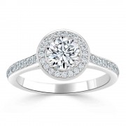 Кольцо для Помолвки с Бриллиантом 0,80 ct и россыпью 0,76 ct