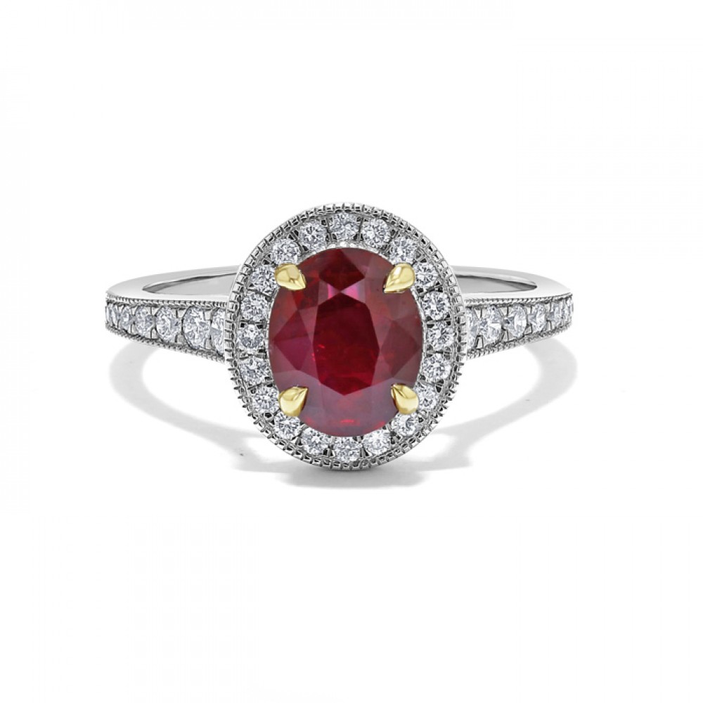 Кольцо с Натуральным Рубином 0,93 ct из Белого Золота 750 пробы - фото