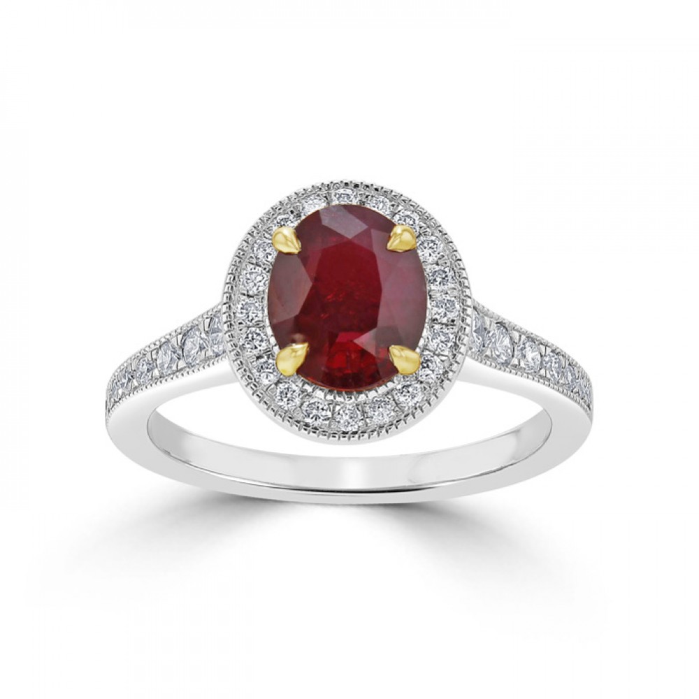 Кольцо с Натуральным Рубином 0,93 ct из Белого Золота 750 пробы - фото