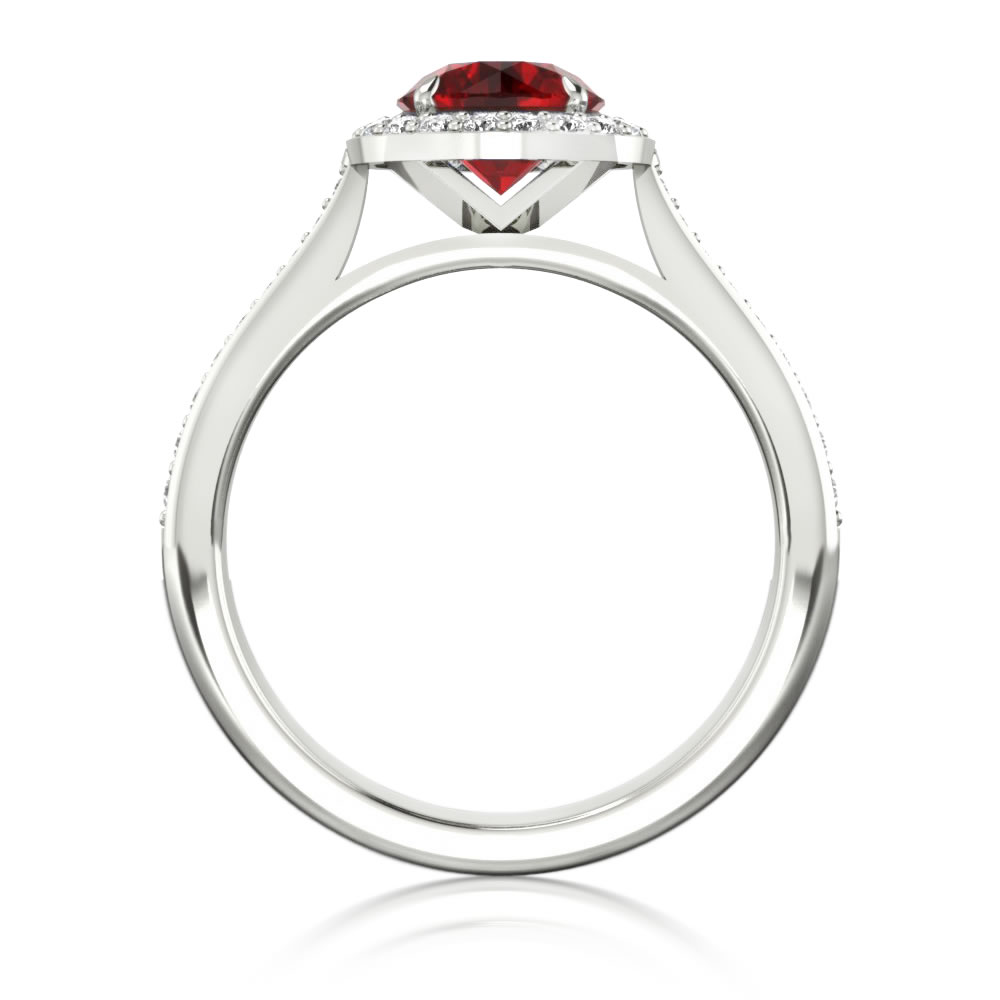 Engagement Ring in 750 White Gold with Ruby 0,59 ct - фото