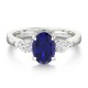 Кольцо из Белого Золота 750 пробы с Сапфиром 0,96 ct и Бриллиантами 0,22 ct - фото