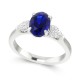 Кольцо из Белого Золота 750 пробы с Сапфиром 0,96 ct и Бриллиантами 0,22 ct - фото