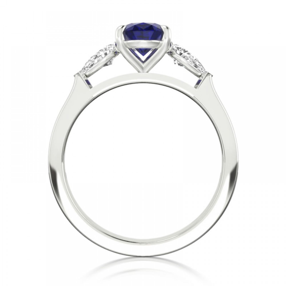 Кольцо из Белого Золота 750 пробы с Сапфиром 0,96 ct и Бриллиантами 0,22 ct - фото