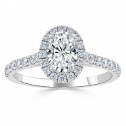 Кольцо для Помолвки с Бриллиантом «Овал» 0,35 ct и россыпью 0,72 ct в Белом Золоте 750 пробы
