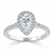 Кольцо для Помолвки с Центральным Бриллиантом «Груша» 0,52 ct в Белом Золоте